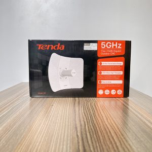 Tenda 5GHz 11ac 23dBi Gigabit Outdoor CPE The Tenda 5GHz 11ac 23dBi Gigabit Outdoor CPE is engineered for long-range wireless connectivity, making it the perfect solution for Point-to-Point (PtP) and Point-to-MultiPoint (PtMP) networking. With its powerful 23dBi dual-polarization directional antenna, it delivers strong, stable, and high-speed connections up to 25km—ideal for outdoor internet access and CCTV surveillance data transmission. Key Features Frequency: 5GHz band for less interference and higher stability Wireless Speed: Up to 867Mbps (802.11a/n/ac) Transmission Range: Up to 25km (PtP) Antenna: 23dBi dual-polarization directional antenna for enhanced signal strength Ethernet Port: 1 × Gigabit LAN port for high-speed wired connections Lightning Protection: Built-in 6kV surge protection for reliability in harsh conditions Enclosure: IP65 waterproof design for outdoor durability Operating Modes: Supports AP, Station, WISP modes for flexible deployment Throughput: Delivers 450+ Mbps PtP wireless performance Technology: Equipped with TDMA + Auto-Bridge for seamless, efficient network setup Package Contents 1 × Power Adapter 1 × Power Cord 1 × Metal Strap 1 × Quick Installation Guide 1 × 5GHz 11ac 23dBi Gigabit Outdoor CPE What It Does The Tenda 5GHz 11ac 23dBi Gigabit Outdoor CPE extends high-speed internet connectivity across long distances while ensuring stable performance. Whether for rural internet sharing, enterprise networking, or reliable CCTV video transmission, its external power amplifier and high-gain directional antenna provide unmatched coverage, speed, and stability. With simple setup, rugged outdoor build, and superior wireless performance, it’s the go-to solution for extending internet where traditional wired options fall short.